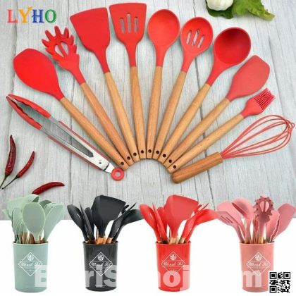 12 Pcs Silicone Kitchen Spoon Set